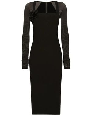 Dolce & Gabbana Jersey Dress With Tulle Sleeves - Black