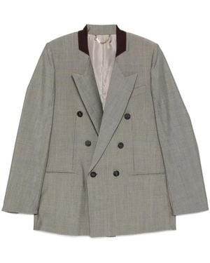 Victoria Beckham Double-Breasted Peak-Lapels Blazer - Grey