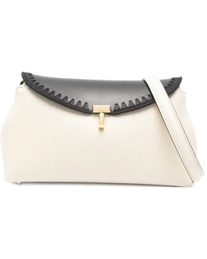TOTEME T-Lock Embroidered Leather Clutch Bag - Natural