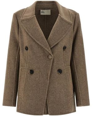 Tory Burch Double-Breasted Lapel-Collar Jacket - Green