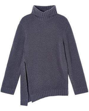 Giorgio Armani Asymmetric Ribbed-Knit Sweater - Blue