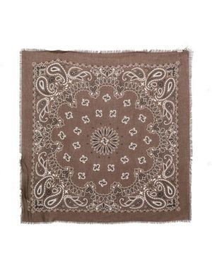 MC2 Saint Barth Foulard Maxi Paisley-Print Frayed Scarf - Brown