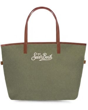MC2 Saint Barth City Logo-Embroidered Tote Bag - Green