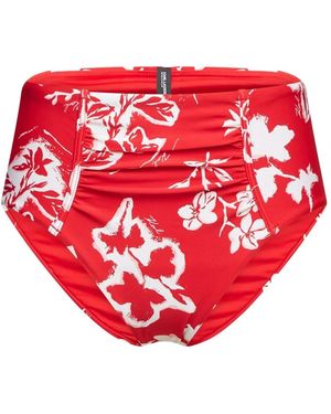 KARL LAGERFELD Slip Bikini Signature Con Ruches - Rosso