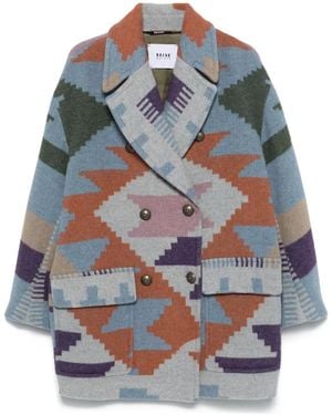 Bazar Deluxe Patterned-Intarsia Coat - Grey