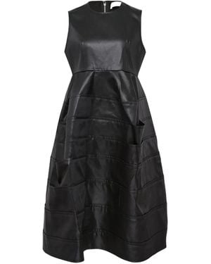 Comme des Garçons Layered Satin Midi Dress - Black