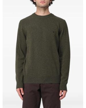 Brooksfield Elbow-Patch Crew-Neck Jumper - Green