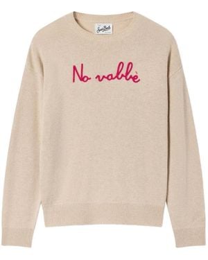 MC2 Saint Barth Tessa Wool And Cashmere Blend Crewneck Knit With No Vabbè Embroidery - White