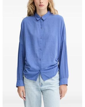 Sessun Drawstring Textured Shirt - Blue