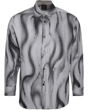 Casella Meyer Pleated Print Shirt - Grey