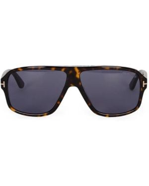 Tom Ford Tortoiseshell-Effect Pilot-Frame Sunglasses - Blue