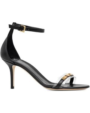 Elisabetta Franchi Leather Sandals With Transparent Insert - White