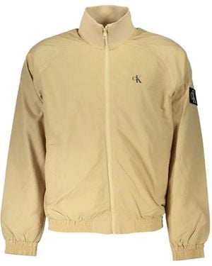 Calvin Klein Logo-Patch Zip-Up Track Jacket - Natural
