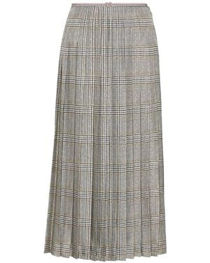 Thom Browne Hunting Tweed Silk Twill Pleated Skirt - Grey