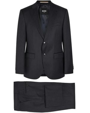BOSS Pinstripe Single-Breasted Suit - Blue