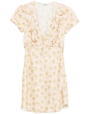 Sandro Ruffled Floral Mini Dress - White