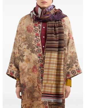Pierre Louis Mascia Gestreifter Schal Im Patchwork-Look - Braun