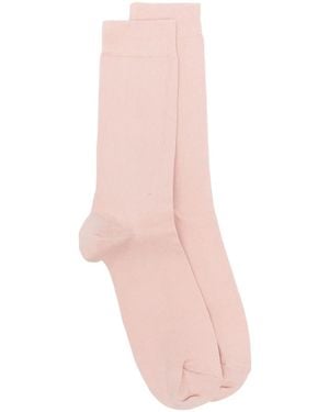 Sunspel Ribbed-Knit Ankle Socks - Pink