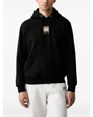 Alpha Industries Hoodie Mit Logo-Print - Schwarz