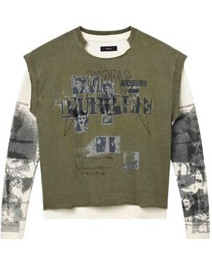 Purple Brand Layered Graphic-Print T-Shirt - Green