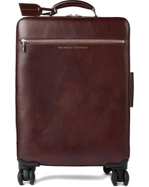 Brunello Cucinelli Leather Wheeled Suitcase - Brown