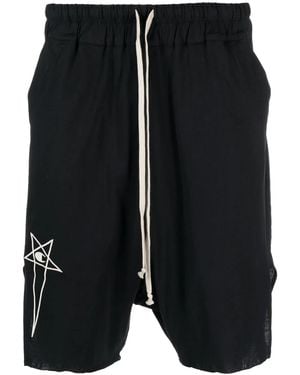 Rick Owens X Champion Shorts Aus Bio-Baumwolle Mit Logo - Schwarz