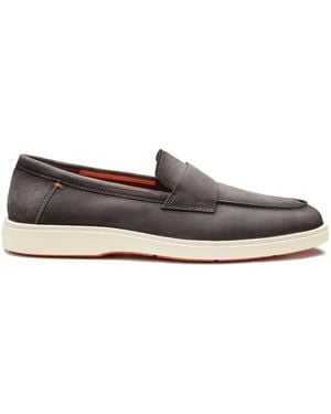 Santoni Suede Penny Loafers - White