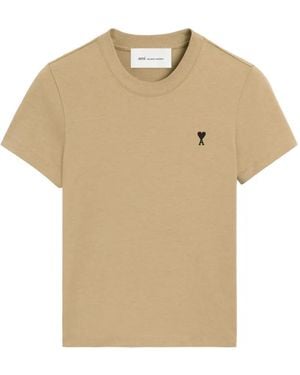 Ami Paris Cotton T-Shirt - Natural