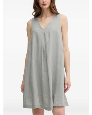 Benetton V-Neck Pleated Mini Dress - Grey