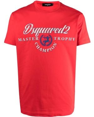 DSquared² Logo-Print Cotton T-Shirt - Red