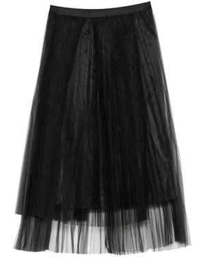 JNBY Sheer Mesh Pleated Midi Skirt - Black