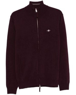 GANT Zip-Up Wool Cardigan - Purple