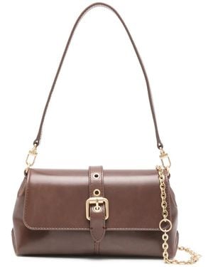 Maje Buckle Chain Leather Shoulder Bag - Brown