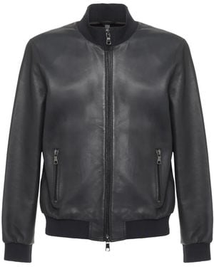 The Jack Leathers Derek Zip-Up Leather Jacket - Gray