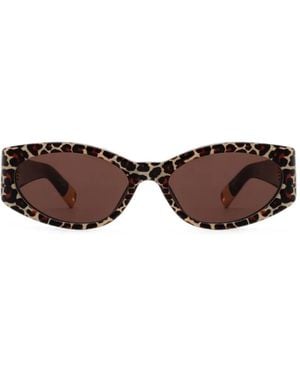 Jacquemus Ovalo Leopard-Print Sunglasses - Brown