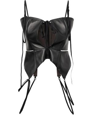 Elena Velez Zip-Up Corset Top - Black