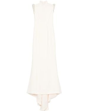 Jean Louis Sabaji Crystal-Embellished Crepe Dress - White