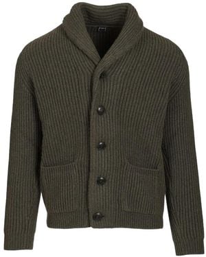 Fedeli Ribbed Shawl-Collar Cardigan - Green