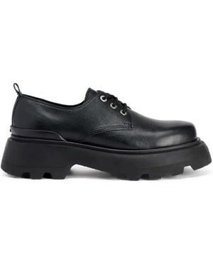 Ami Paris Lace-Up Leather Loafers - Black