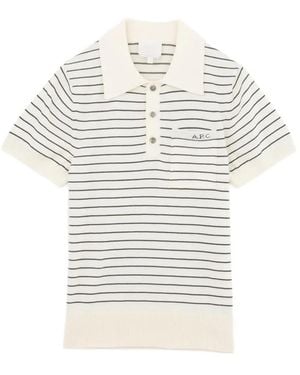 A.P.C. Polo Rayé À Manches Courtes - Blanc