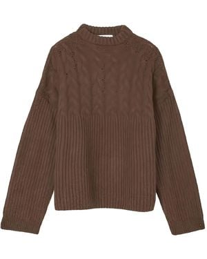 Cecilie Bahnsen Cable-Knit Ribbed Jumper - Brown