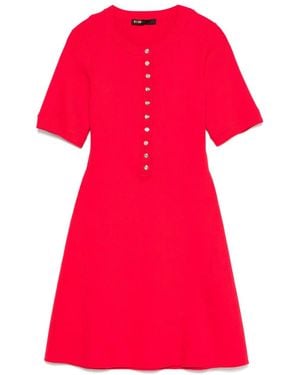 Maje Ribbed-Knit Mini Dress - Red
