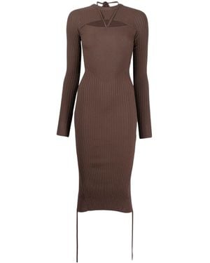 ANDREADAMO Cut-Out Fitted Knitted Dress - Brown