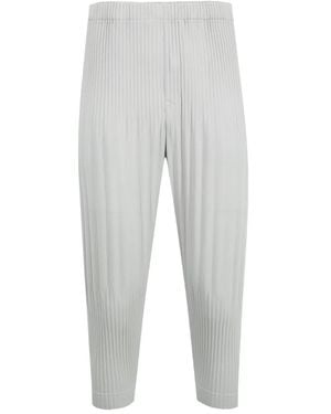 Issey Miyake プリーツ クロップドパンツ - グレー