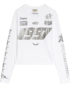 Zadig & Voltaire Io Strass Multi Cross T-Shirt - White