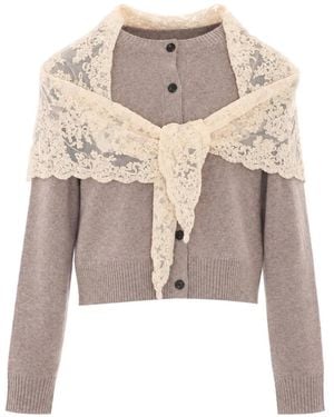 Sea Kirra Lace-Overlay Cardigan - White