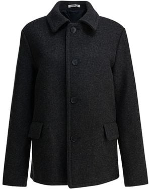 AURALEE Abrigo De Lana Con Botones - Negro