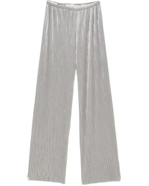 forte_forte Plissé-Effect Wide-Leg Trousers - Grey