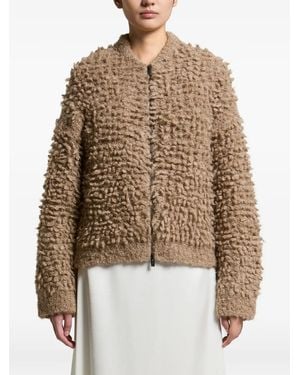 Peserico Bouclé-Knit Zip-Up Cardigan - Brown