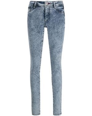Philipp Plein Acid Wash Denim Leggings - Blue